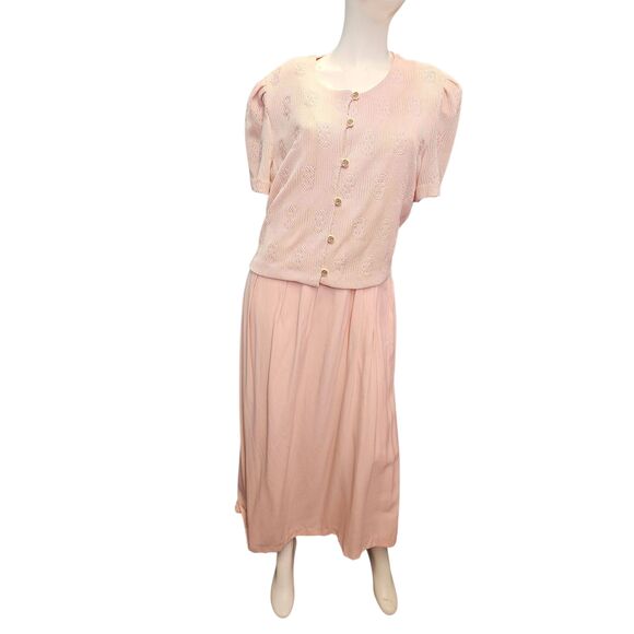 Periwinkle by Barlow Dresses & Skirts - Periwinkle Pink Crochet Top Dress Womens size 18 Vintage 80's Has Tags Plus Size
